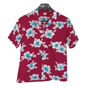Live men’s Size XL cotton Hawaiian short sleeve tropical hibiscus flower‎ shirt.